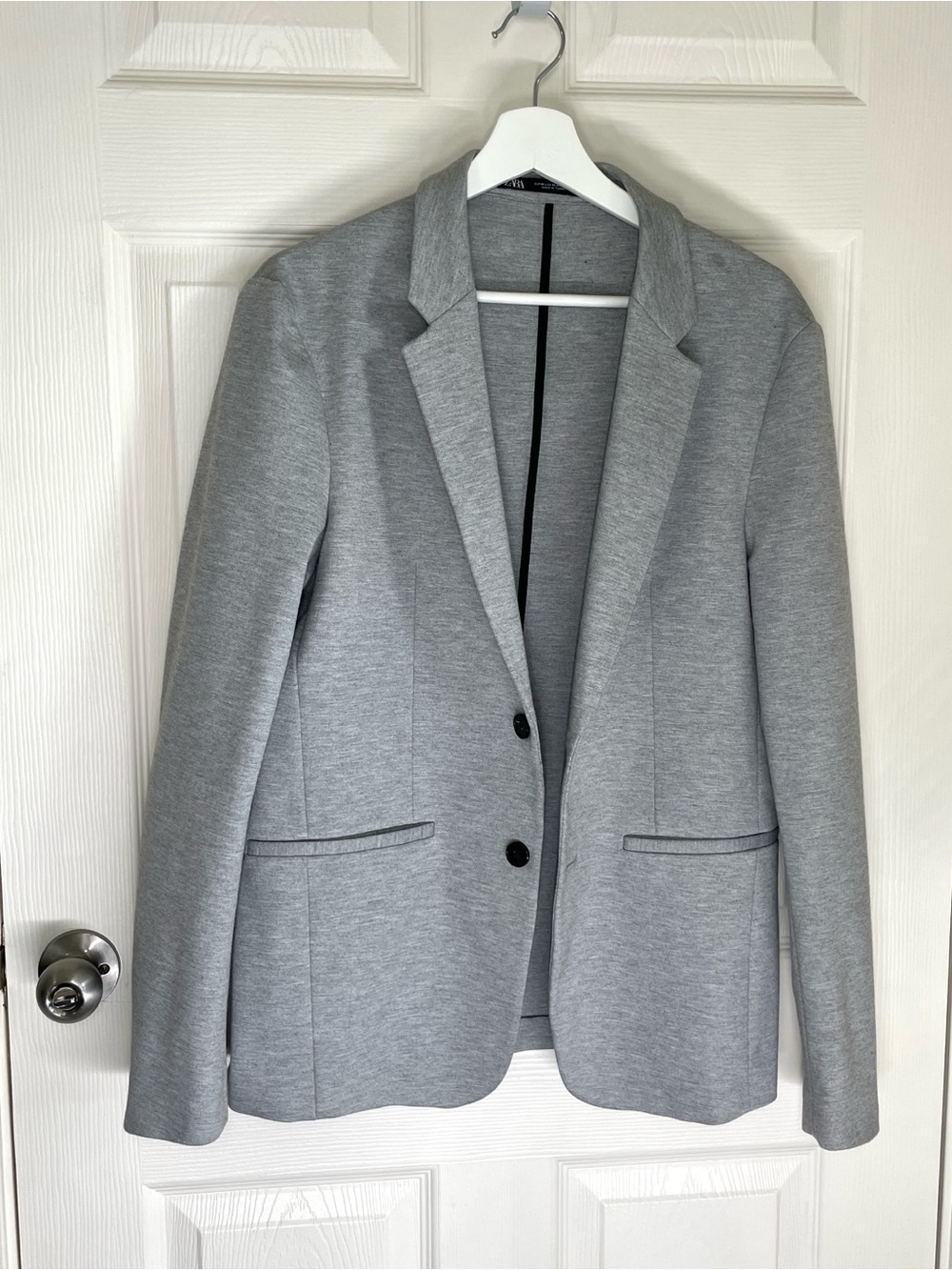 ZARA Heather Gray Stretch Jersey Blazer M NWOT